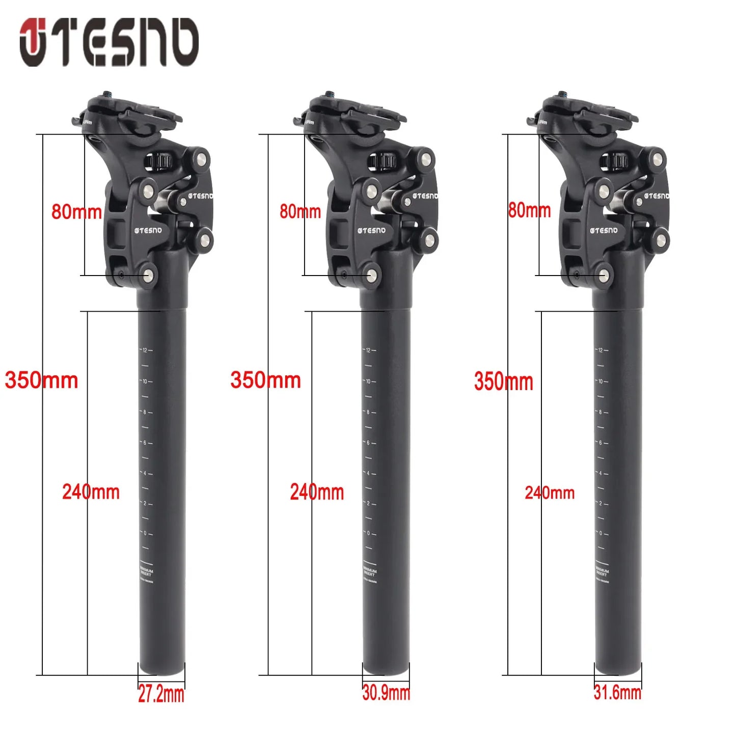 TESNO MTB Bicycle Shock Absorber Seatpost Bike Seat Post Dropper Manual Travel Height Suspension 27.2/30.9/31.6Mm Bike Seat Tube